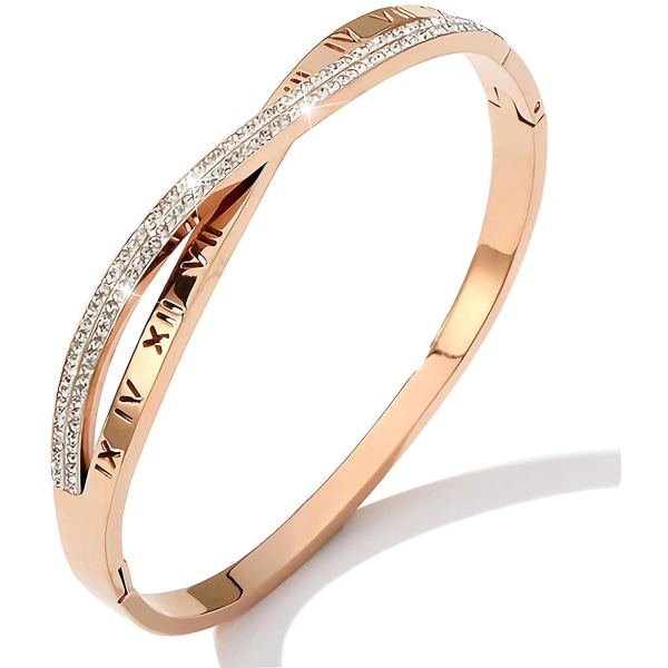 Rose Gold Armband För Kvinnor, Oändligt Klassiskt Armband Kristaller Med Roman