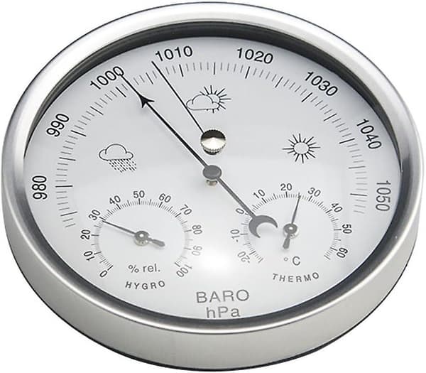 Analog väderstation med barometer, termometer och hygrometer - Lufttrycksmätningar - Enkel och lättläst