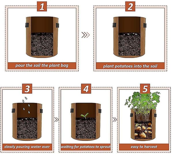 Planteringsväska, 7 fickor vertikala planteringsväskor hängande svarta planteringsväskor Brown