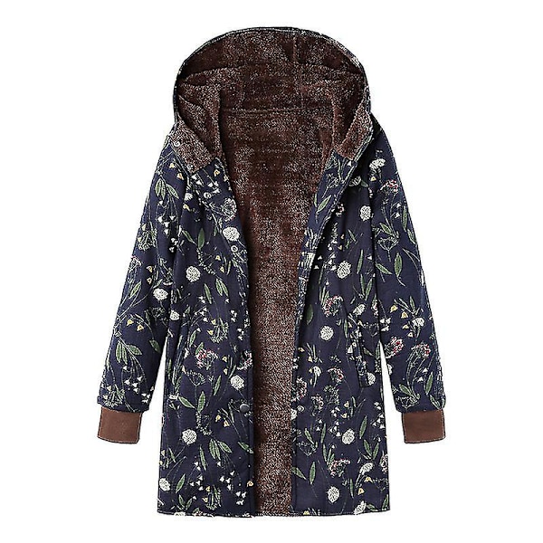 Fleecefodrad kappa för kvinnor, huvjacka, tjock vintervarm ytterkläder Blue A 4XL