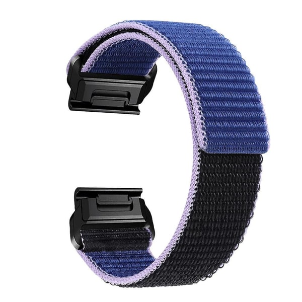 För Garmin Tactix 7 Pro/Fenix 7X/Fenix 6X Pro 26mm Nylon klockarmband Justerbart handledsband Blue Black