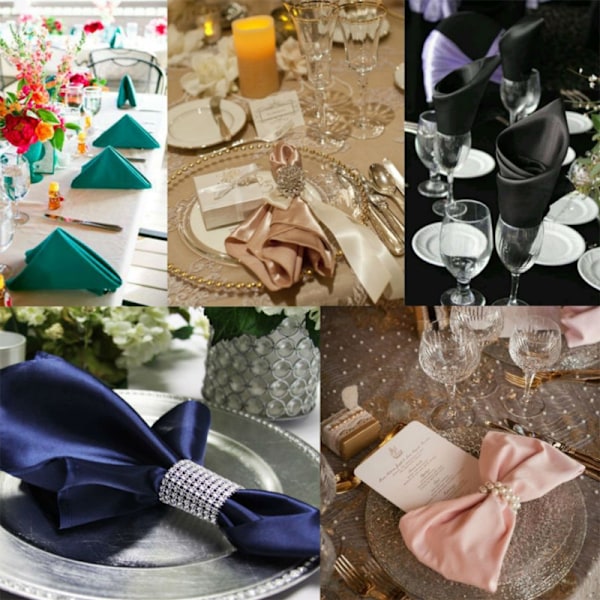 8 Rader med Mesh-bor 12 stk. Serviettspenne Plast Serviettring Imitert Diamant Bryllup og Festival Hotell Cateringutstyr