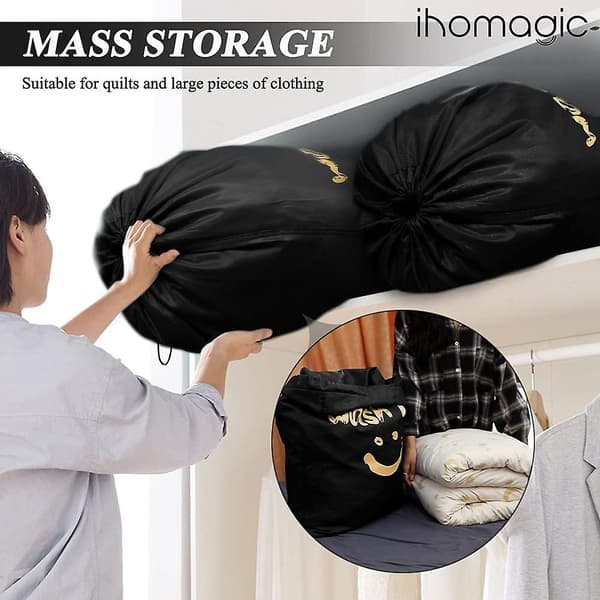 2-pack extra stora tvättkorgar 120 l. Fällbar förvaringsväska med dragsko
