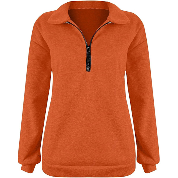 Naisten syksyn collegepaidat, Oversized puolivetoketjullinen pitkähihainen collegepaita, neljännesvetoketjullinen trendikäs huppari, asuja teineille m0 orange XX Large