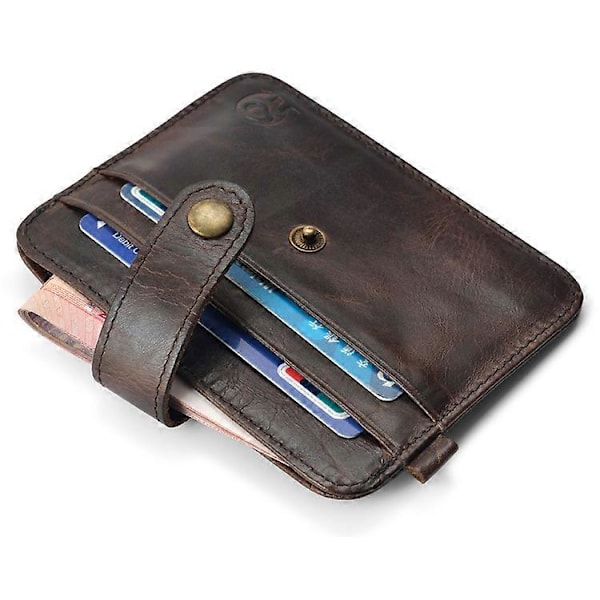Herre Ægte Læder Slim Wallet Mand Lille Pung Mini Pengepung Walet Tynd Portomonee carteras Herre Pung Kortholder Brown