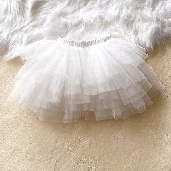 Mode baby tutu fluffig kjol prinsessa balett dans tutu mesh kjol barn tårta kjol söta flickor kläder White 70