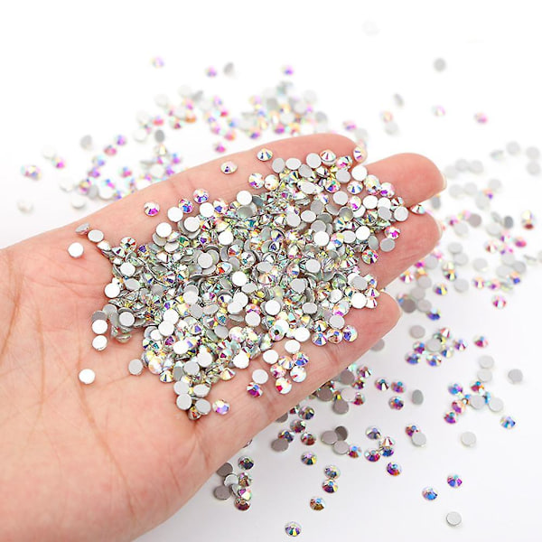 Krystall Rhinestones, flate bakside glasssteiner for neglekunst, DIY-håndverk white AB