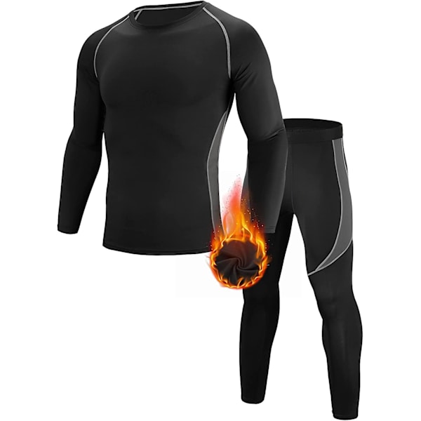 2-pack herrarnas termiska underkläder set med fleece. herrarnas termiska baslager kompression