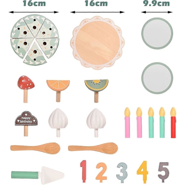 Leksakskök Tillbehör Träblandare Set Låtsas Leka Matset för Barn Köksrollspel Leksaker Blender Baka Kakor Leksakssats Matlagning Köksleksaker för Birthday Cake Set