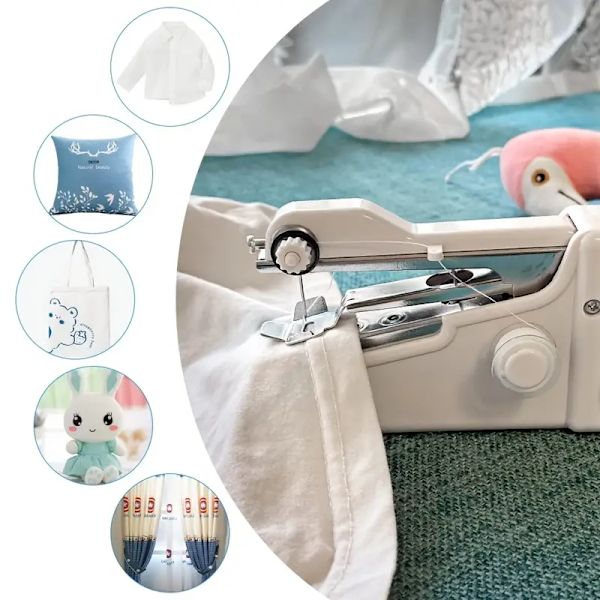 1PC Handhållen symaskin Mini symaskiner, Bärbar symaskin Snabb handhållen stygnverktyg för tyg