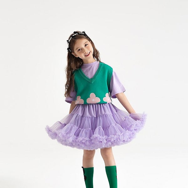 Lush liten baby flickor tutu kjol för barn barn puffig tyll kjolar för flicka nyfödd fest prinsessa flicka kläder 1-15 år Purple 2t