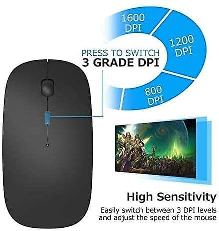 Bluetooth Mus Genopladelig Trådløs Mus Til Macbook Pro, Bluetooth Trådløs Mus Til Laptop Pc Computer Black