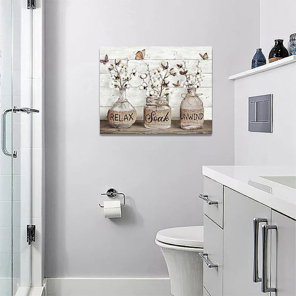 Rustik bomullsbadrumstavlor, väggkonst för bondgård, badrumsbilder, canvastryck, landsstil, badrum, relax, blötlägg, slappna av, skyltkonstverk, modern heminredning för B