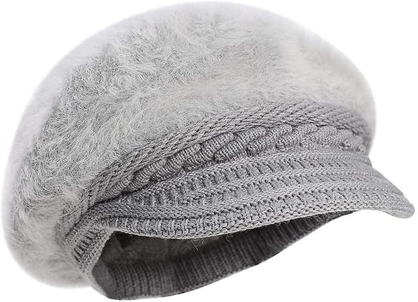 Kvinnor Flickor Peaked Beanie Hat Visor Beret Hat Vinter Termisk Baker Boy Cap