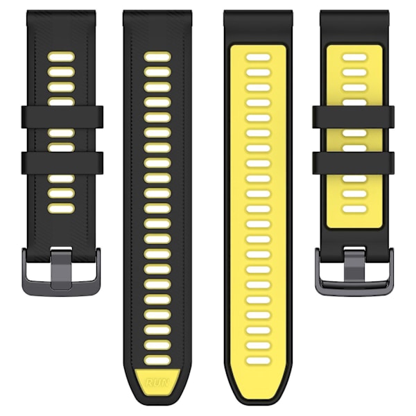 22 mm Tvåfärgat armband i twill-väv i silikon till Garmin Forerunner 965/955/945/935/745 Black Yellow