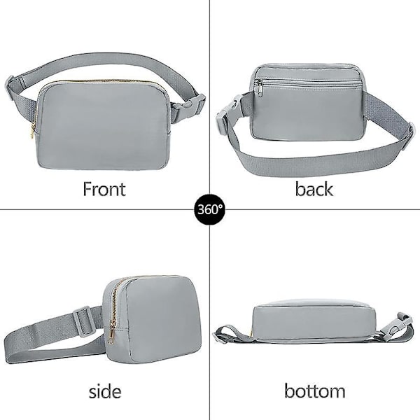 Snygg midjeväska i nylon för män och kvinnor, vattentät, sportig, casual, crossbodyväska Light Grey