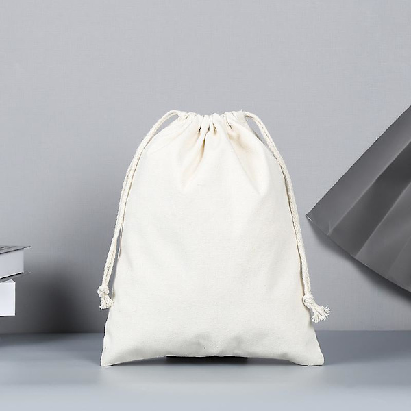 Sztxj Bomuldsposer 18x26 Cm 10 Stykker Med Snøre, Opbevaring Små Stofposer Til Børnefødselsdagsfester - Holdbare Diy Pose Minder At Male I