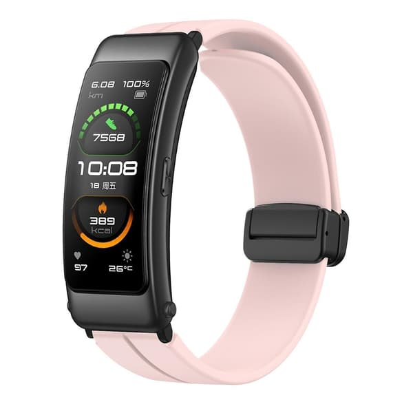 Til Keep B4/Huawei Watch Fit Mini 16mm Silikone Rem Udskiftning Urrem, Sort Foldespænde Pink