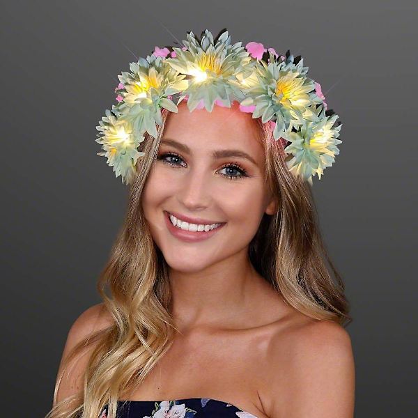LED Blomsterkrone, Blomsterkrans Hodebånd Lysende LED Blomsterhodeplagg Blomsterhodebekledning shape4