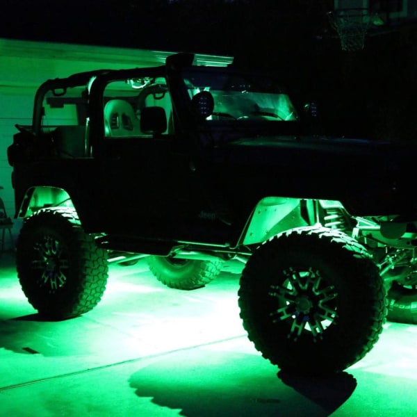 4 Pods LED Rock Lights, Vanntett LED Neon Underglow Lys for Bil Lastebil ATV UTV SUV Offroad Båt Understell Glød Trail Rig Lampe Green