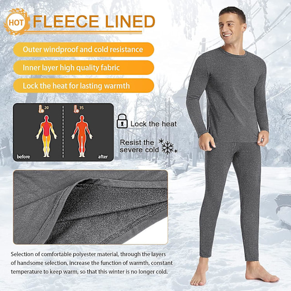 Herre Termoundertøj Sæt Base Layer Langærmet Top Ultrablød Lange Underbukser