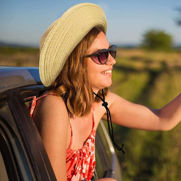 Dame Solhat Bred Skygge Sammenfoldelig Strandhat til Kvinder UV Beskyttelse Sommer Stråhat Style 2
