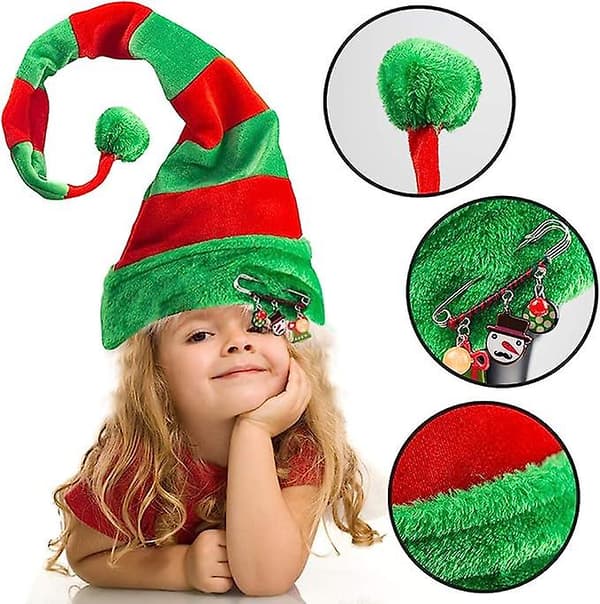 Sztxj Jule Elf Hat, Lang Stribet Filthat Til Børn Voksne