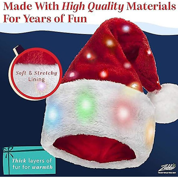 2-pack Plush Tomtesluva - Lyser upp, Roliga Julhattar för Barn & Vuxna (Storlek Barn)