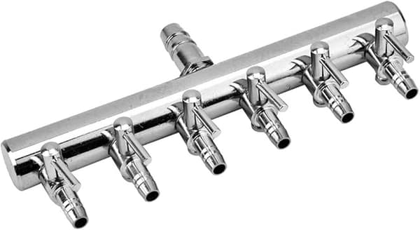 Akvarium enveis luftstrømventil, kontrollventil, for akvariebruk (8 til 4 mm 6-hulls avlederhode)