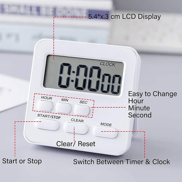 24-timmars Digital Kökstimer Stor Display Hög Larm Magnetisk
