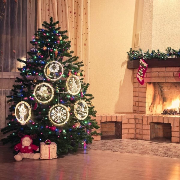 Julbelysning inomhus juldekorationer Batteridrivna hängande 3d ljusslingor för vägg, fönster, gång, uteplats, sovrum, varmvit (jul