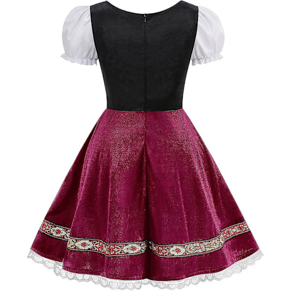 Naisten Oktoberfest-asu, Halloween saksalainen baijerilainen samettinen Dirndl-mekko Wine X Large