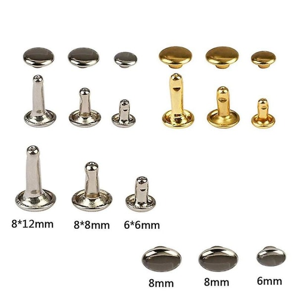 480 stk metall doble nagler studs runde nagler for DIY lær håndverk veske belte klær plagg sko kjæledyr halsbånd festeverktøy 240pcs with plier