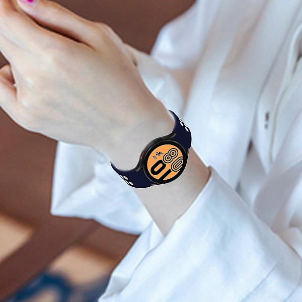 20mm silikoninen ranneke Samsung Galaxy Watch 5 40mm/44mm/5 Pro 45mm -kelloon kaksoisreikäsoljella Blue    White