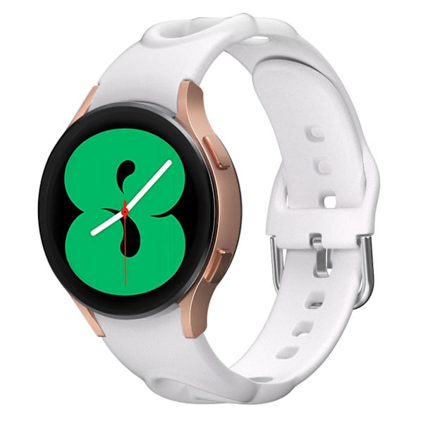 20mm armband för Galaxy Watch4/Watch5/Watch6 40mm 44mm/Watch6 Classic 43mm 47mm/Watch 5 Pro 45mm White