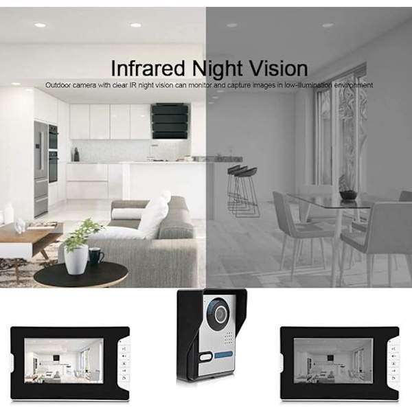 Video Dørklokke Sæt Dørklokke Intercom Sæt Smart Sikkerhedskamera System Hjemmebeskyttelsesenheder med 7-tommer TFT LCD Skærm Nat