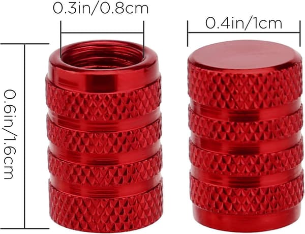 Ventilhetter i aluminium (8 stk, rød) med gummiringer