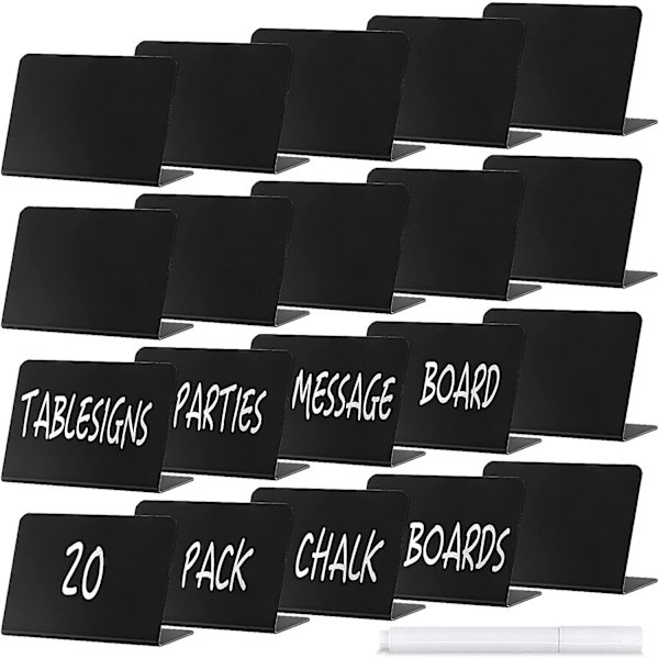 20-pack minikrittavlor för mat, bordsdekorationer i L-form, rustika bordsdekorationer för bufféer, bröllop, födelsedagsfester, meddelanden