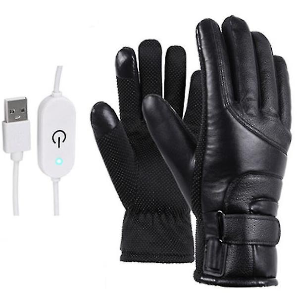 Moottoripyörän sähkölämmitteiset kosketusnäyttökäsineet talvikäyttöön, lämpimät, vedenpitävät ja tuulenpitävät B-USB Adjustable temperature
