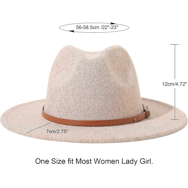 Dame Filt Fedora Hatt Bredbremmet Ull Panama Hatt Med Bånd Khaki