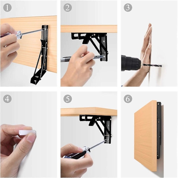 2 st Fällbara Hyllfästen 400mm Fällbart Fäste Vägghylla Tungt Fäste Svart Fällbart Konsolfäste för Bord Vägghylla 80KG
