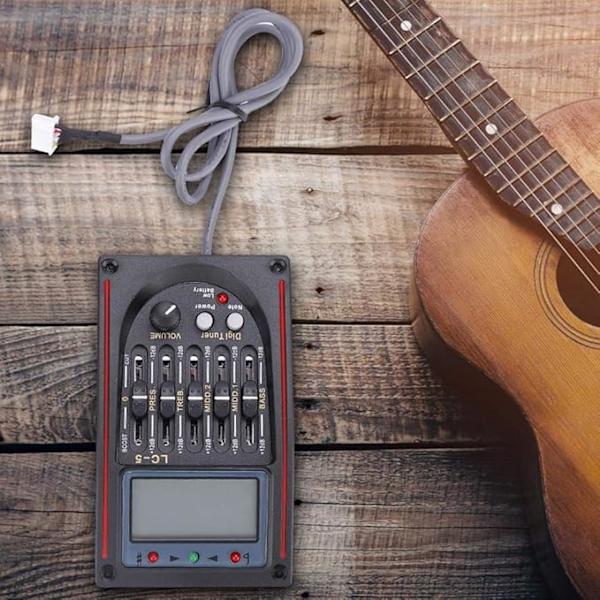 Gitarrpickup, 5-bands förförstärkare EQ LC-5 Equalizer Tuner Piezo Pickup för akustiska gitarrer