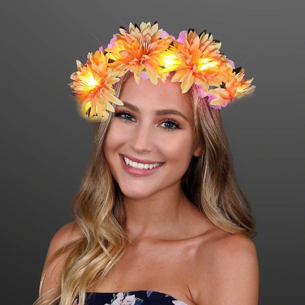 LED Blomsterkrone, Blomsterkrans Hodebånd Lysende LED Blomsterhodeplagg Blomsterhodebekledning shape8