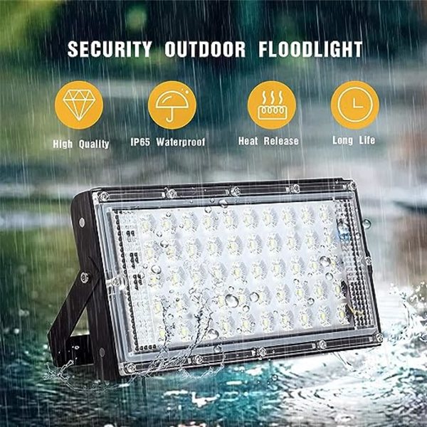 LED-valonheitin ulkokäyttöön, turvavalo seinälle, 50W 4800LM 6000K puutarhavalaisin IP65 vedenpitävä valonheitin