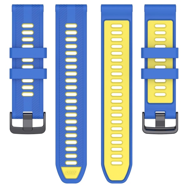 22mm Tvåfärgad Rem i Twill-väv i Silikon till Garmin Forerunner 965/955/945/935/745 Blue Yellow