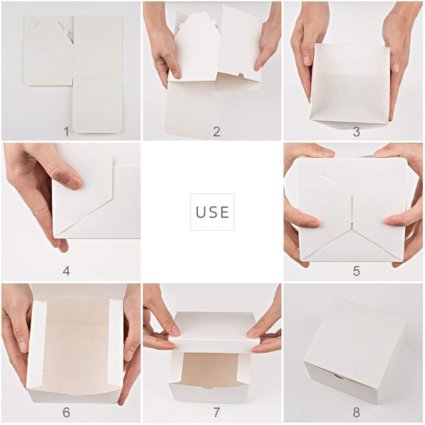 Gaveesker 3 x 3 tommer Hvitt Papir Hvite Esker med Lokk for Gaver Håndverk Cupcake Emballasjeesker (50)