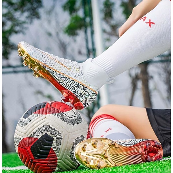 Herre Atletisk Udendørs Indendørs Komfortable Fodboldsko Drenge Fodbold Studenter Støvler Sneaker Sko Højt Greb white EU42