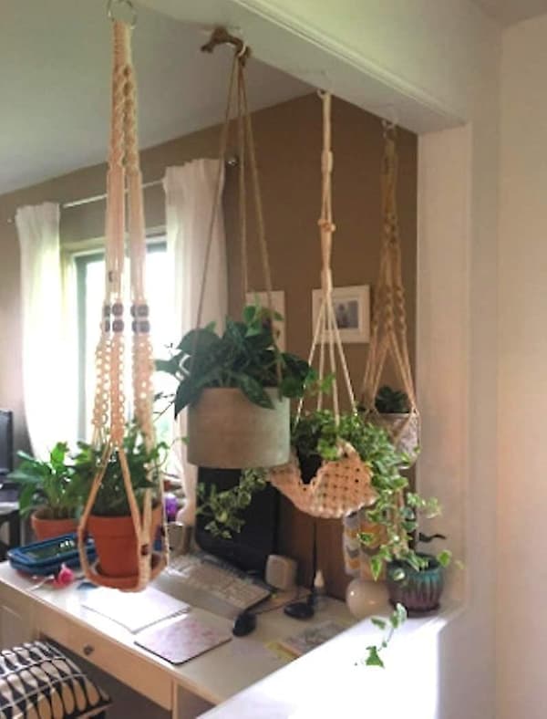 Macrame växt hängare handgjord bomullsrep vägg hängande heminredning