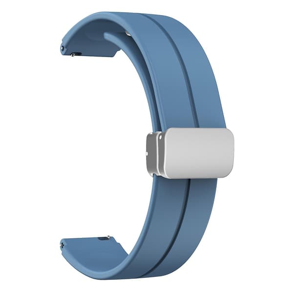 För Keep B4/Huawei Watch Fit Mini klockarmband 16 mm silikon handledsrem, silver fällbart spänne Blue