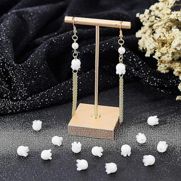 16 st Vit Glasklocka Blomsterpärlor 8,5x8,5mm Klocka Blomster Distanspärlor Convallaria Majalis Kristall Blomster Glaspärlor för Smyckestillverkning Hål: 2mm